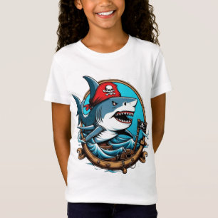 Cute pirate shark on a boat  T-Shirt