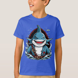 Cute pirate shark on a boat T-Shirt