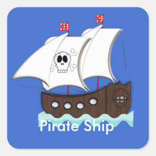 Cute Pirate Ship Themed Party Stickers