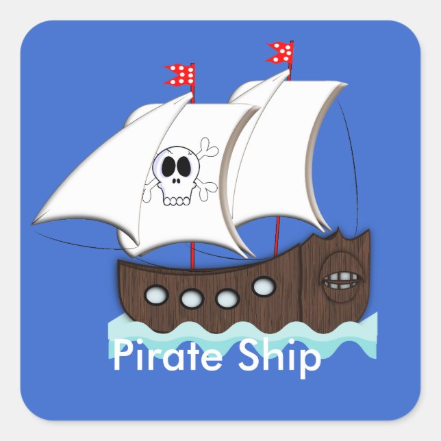 Cute Pirate Ship Themed Party Stickers (Front)