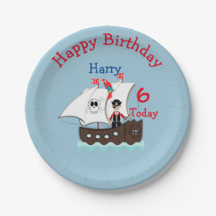 Cute Pirate Themed Birthday Party Paper Plate
