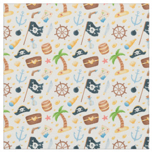 Cute Pirate Themed Nautical Pattern  Fabric