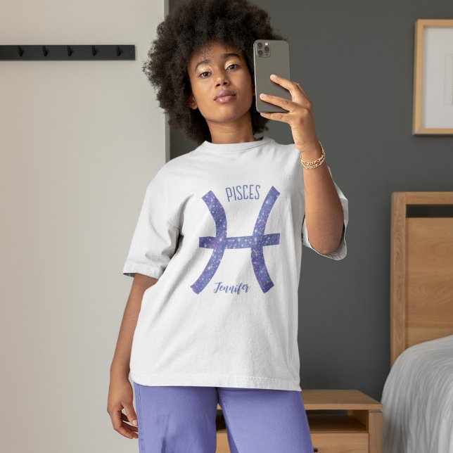 Cute Pisces Astrology Sign Custom Purple Women's T-Shirt (Creator Uploaded)