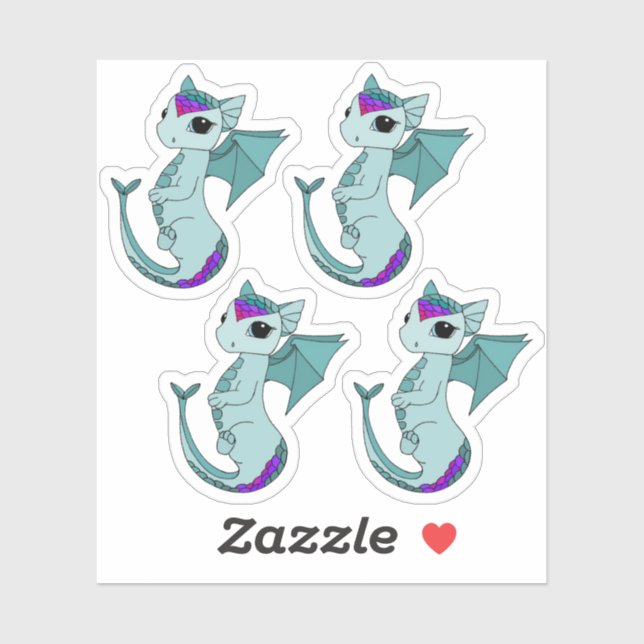 Cute Pisces Dragon design zodiac sticker (Sheet)