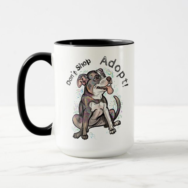Cute Pit Bull "Adopt!, don't shop" Mug (Left)
