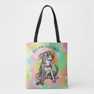 Cute Pit Bull "Adopt!, don't shop" Tote Bag