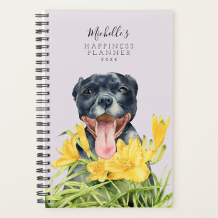 Cute Pit Bull Dog Portrait Add Your Name Planner