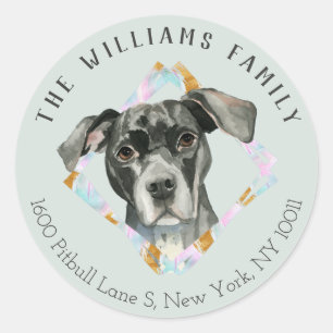 Cute Pit Bull Dog Portrait   Return Address Label