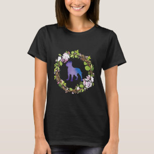 Cute Pit Bull Flower Wreath Pitties Lovers Gift Fo T-Shirt