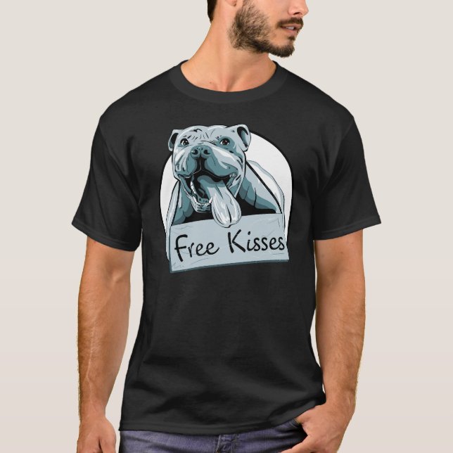 Cute Pit Bull Free Kisses Relaxed Fit T-Shirt (Front)