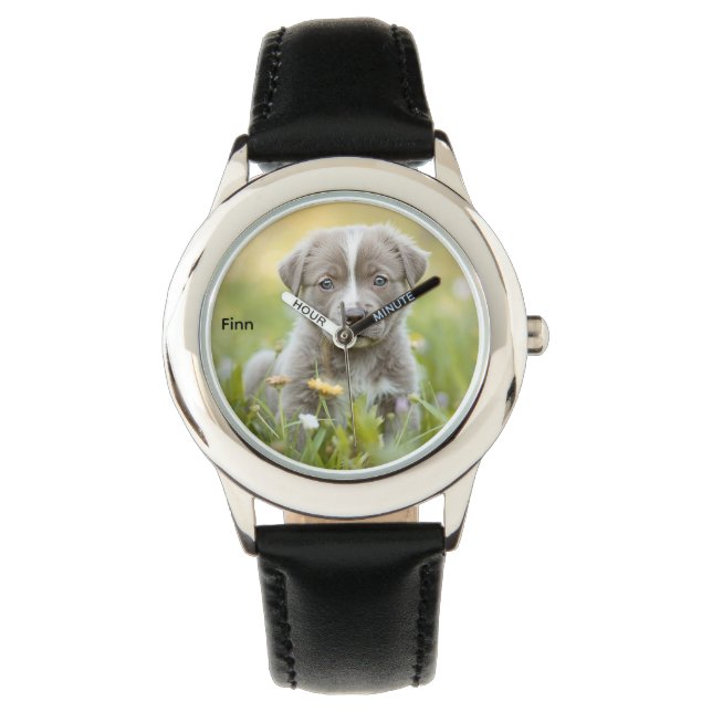 Cute Pit Bull Kid's Personalised Watch (Front)