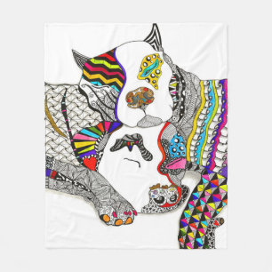 Cute Pit Bull Love You Fleece Blanket