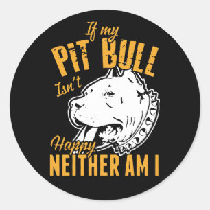 Cute Pit Bull Mum Dad Puppy Dog Funny Pitbull Classic Round Sticker