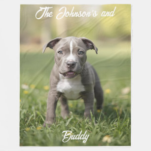Cute Pit Bull Personalised Fleece Blanket