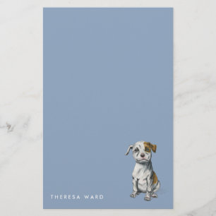 Cute Pit Bull Puppy Drawing   Add Your Name Stationery