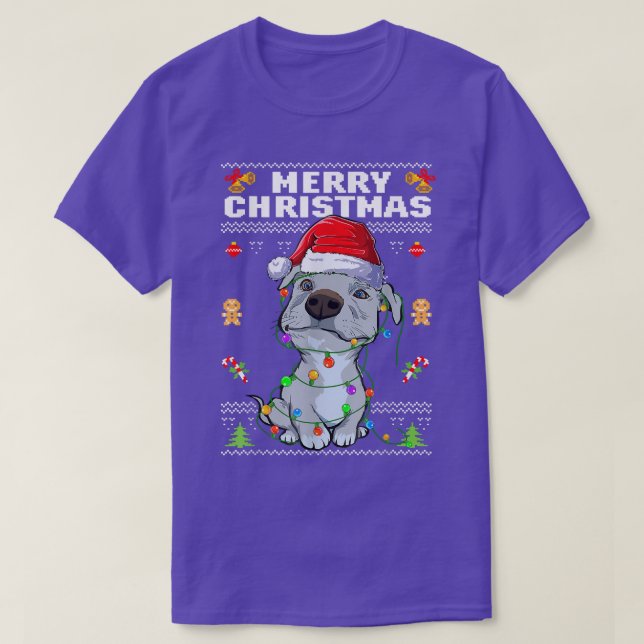 Cute Pit Bull Puppy Merry Christmas Ugly Sweater P (Design Front)
