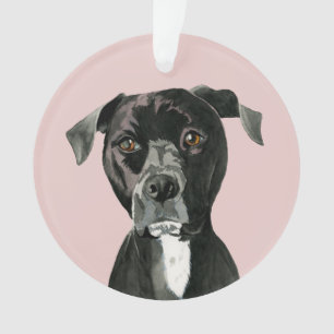 Cute Pit Bull Terrier Dog Illustration Ornament