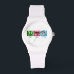 Cute Pit Bull Watch<br><div class="desc">Peace Love Pit Bull. A pretty peace sign,  heart,  and a cute dog.</div>