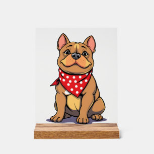 Cute Pitbull Bulldog with Bandanna Funny Dog Lover Acrylic Sign
