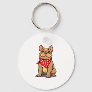 Cute Pitbull Bulldog with Bandanna Funny Dog Lover Key Ring
