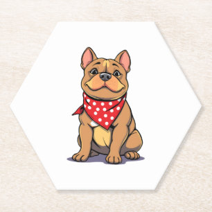 Cute Pitbull Bulldog with Bandanna Funny Dog Lover Paper Coaster