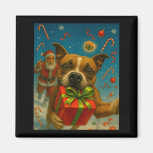 Cute Pitbull Christmas Shirt - Santa And Pittie Xm Magnet