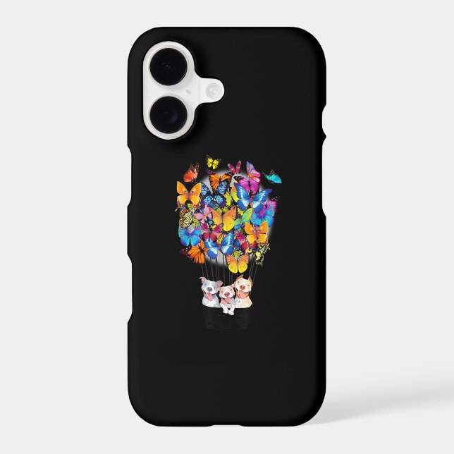 Cute Pitbull Dog Butterfly Hot Air Balloon iPhone Case (Back)
