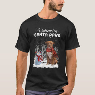 Cute Pitbull Dog Christmas Snowman Christmas Pajam T-Shirt