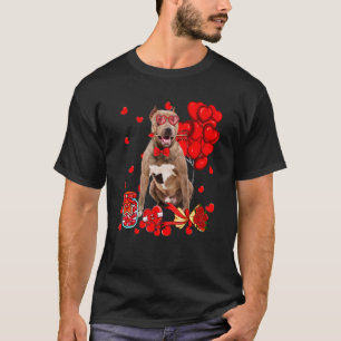 Cute Pitbull Dog Funny Heart Valentine's Day Dog M T-Shirt