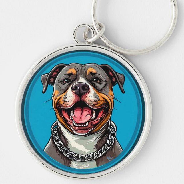 Cute Pitbull dog Key Ring (Front)