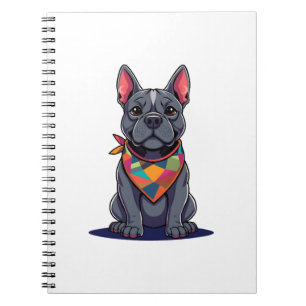 Cute Pitbull Frenchie Dog with Bandana Art Notebook