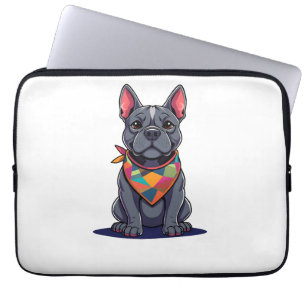 Cute Pitbull Frenchie Dog with Bandanna Art Laptop Sleeve