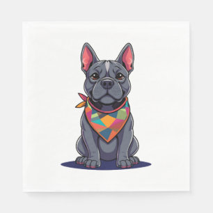 Cute Pitbull Frenchie Dog with Bandanna Art Napkin