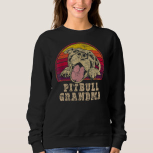Cute Pitbull Grandma - Retro Pitbull Puppy Grandma Sweatshirt