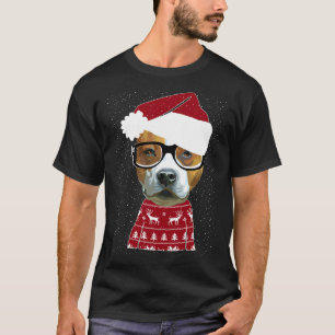 Cute Pitbull In Santa Hat Ugly Christmas Sweater M