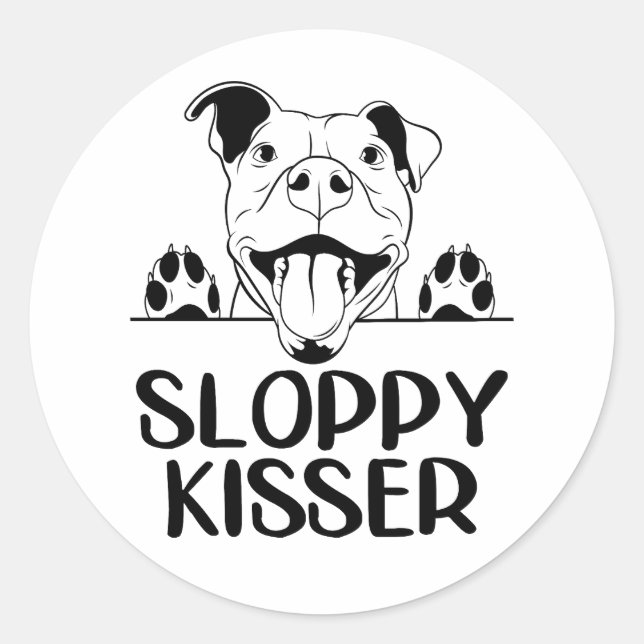 Cute Pitbull Love Pittie Pit Bull Puppy Dog Hello  Classic Round Sticker (Front)