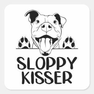 Cute Pitbull Love Pittie Pit Bull Puppy Dog Hello Square Sticker