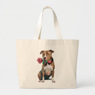 Cute Pitbull Puppy Dog Pittie Love Pit Bull   Large Tote Bag