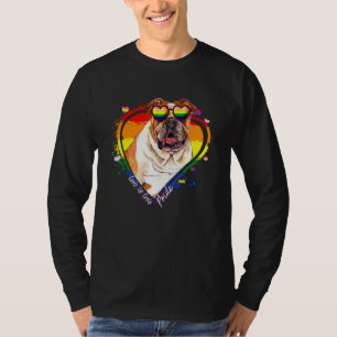 Cute Pitbull Rainbow Heart Gay Pride Lgbt Dog T-Shirt
