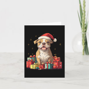 Cute Pitbull Santa Hat Funny Christmas Pittie Xmas Card