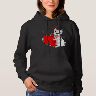 Cute Pitbull Valentines Day Holding Heart My Valen Hoodie