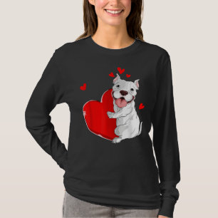 Cute Pitbull Valentines Day Holding Heart My Valen T-Shirt