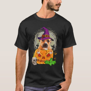 Cute Pitbull Witch Pumpkin Halloween Dog Lover T-Shirt