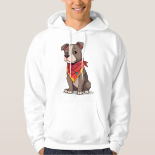Cute Pitbull with Bandanna Adorable Dog Lover Gif Hoodie