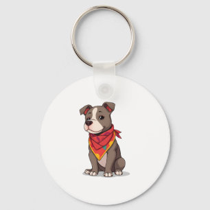 Cute Pitbull with Bandanna Adorable Dog Lover Gif Key Ring