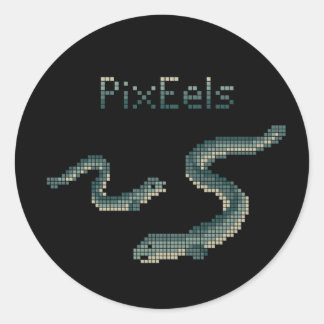 Cute "PixEels" Pixelated Eels Graphic Classic Round Sticker