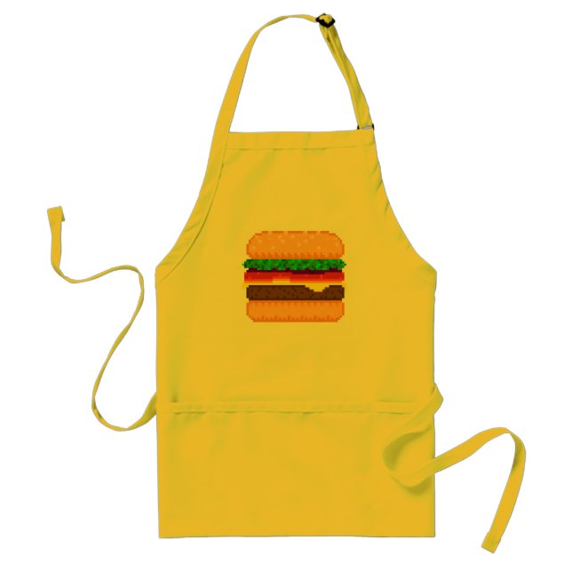 Cute Pixel Art Burger Time Apron (Front)