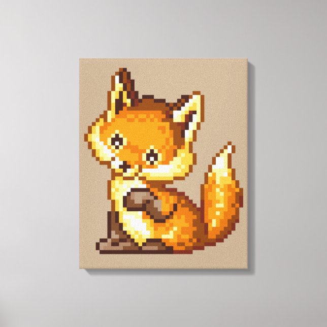 Cute Pixel Art Fox Canvas Print (Front)
