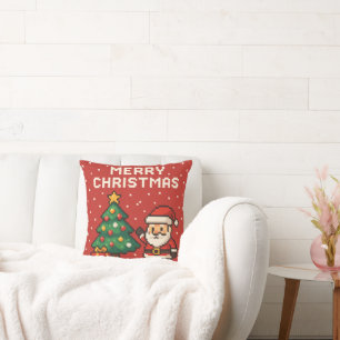 Cute pixel art Santa Claus Cushion
