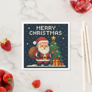 Cute pixel art Santa Claus Napkin